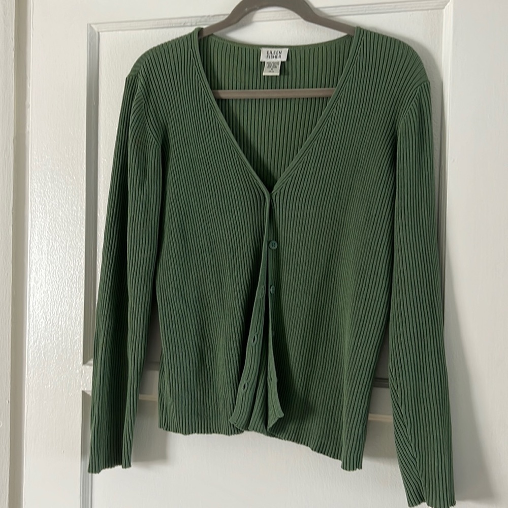 Forest Green Eileen Fisher Cardigan M